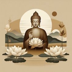 Buddha Wall Art Canvases, Baba Saheb, Buddha Canvas Art, Buddhist Artwork, The Lotus Flower, Buddhist Art Drawing, Buddha Artwork, Buddha Art Painting