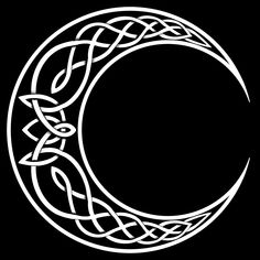 a white circle with an intricate design on the top and bottom, as well as a black background