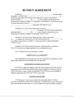 a printable buyout agreement is shown