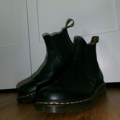 Size 10 Women’s Boot Never Worn, Great Condition! Classic Yellow Boots With Round Toe, Classic Yellow Round Toe Boots, Casual Yellow Boots With Vibram Sole, Casual Yellow Boots With Reinforced Heel, Doc Martens Chelsea, Doc Marten Chelsea Boot, Doc Marten Chelsea, Shoes Doc Martens, Dr Martens Black