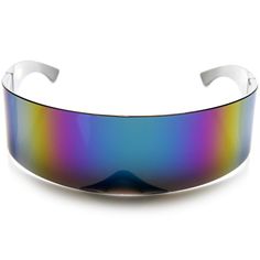 Ultimate retro shield wrap around high fashion sunglasses. Make a statement with these cool reflective mirrored lens. Made with an acetate and polycarbonate UV protected lenses. Measurements: 70-42-46 / Total: 140mm Futuristic Glasses, Futuristic Retro, Wraparound Sunglasses, Futuristic Sunglasses, Cat Eye Colors, Retro Mirror, Wrap Sunglasses, Visor Sunglasses, Acetate Glasses