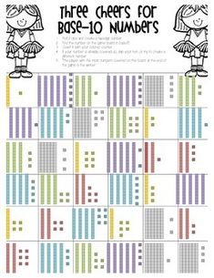 the three cheers for base - 10 numbers is shown in this printable activity sheet