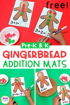 gingerbread addition mats for prek and k are perfect for preschoolers to use