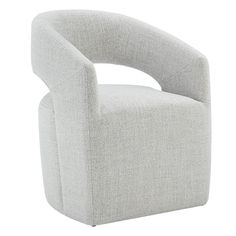 a white chair with a curved back and legs