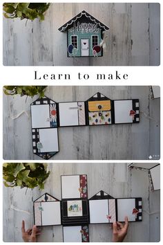 two pictures with the words learn to make on them and an image of a house