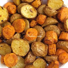 cooked potatoes and carrots in a white bowl