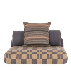 a couch with two pillows on top of it