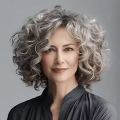 Grey Hair Inspiration Curly, Curly Long Grey Hair, Curly Hairstyles Grey Hair, Hairstyles For Thick Curly Gray Hair, Grey Curls Natural, Natural Grey Curly Hair, Mid Length Curly Grey Hair Over 50, Medium Grey Curly Hair Over 50, Grey Hair Perms