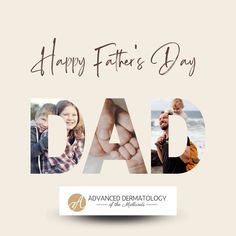 a happy father's day card with the words dad and images of people holding hands