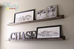 some shelves with pictures on them and the words how to build simple shelves for just $ 20