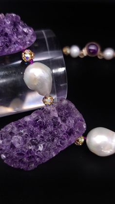 Heart Beating Fast, Baroque Pearl Necklace, Heart Beat, Amethyst Geode, Baroque Pearls, Pearl Necklace, Amethyst, Beaded Necklace, For Sale