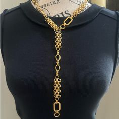 24 Karat Gold Plated Stainless Steel Lariat Necklace. Choker Sold Separately. 47cm With 18cm Pendant. Imported From Greece. Brand New Boutique Chunky Gold Necklace, Chunky Gold Necklaces, 24 Karat Gold, Gold Chain With Pendant, Gold Long Necklace, Necklace Choker, Jeans Outfit, Lariat Necklace, Long Necklace