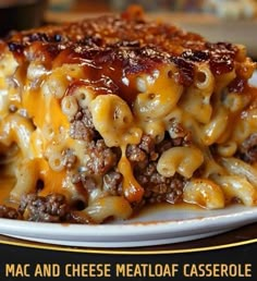 macaroni and cheese meatloaf casserole on a plate