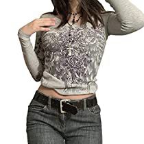 Check this out on Amazon Black Long Sleeve Crop Top, Thrift Inspo, Y2k Aesthetic Outfits, Jean Flare, Gray Fabric, Jeans Boyfriend, Mode Vintage, Long Sleeve Crop