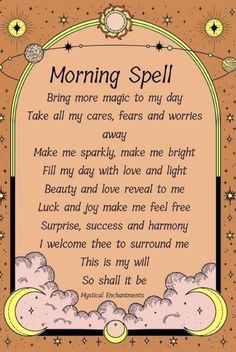 Morning Spell Ritual, Morning Spells Wicca, Spell For Good Energy, Witchcraft Morning Ritual, Good Day Spell, Good Vibes Spell, Spell For A Good Day, Simple Attraction Spell, Dream Satchel Spell