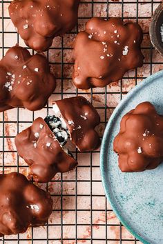 chocolate covered cookies on a cooling rack