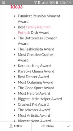 the winners list for an award ceremony is shown in this screenshote screen shot