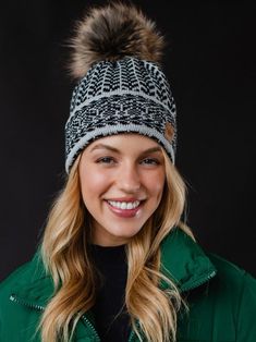 Get cozy and stylish with our Light Gray and Black Pattern Pom Beanie Hat. The knit design features a playful mix of gray and black patterns, topped off with a fluffy faux fur pom. Plus, stay warm and extra snug with the fleece lining. Perfect for those chilly days! Mobile Boutique, Blowout Sale, Pom Beanie, Gift Boutique, Fur Pom Pom, Getting Cozy, Black Pattern, Beanie Hat, Knitting Designs