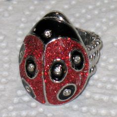 Beautiful Detailed Lady Bug Stretch Ring Os Very Detailed With Swarvorski Crystals Unworn Bundle And Save On Shipping Bug Ring, Stretch Ring, Lady Bug, Womens Jewelry Rings, Bugs, Black Red, Swarovski Crystals, Black And Red, Wedding Rings