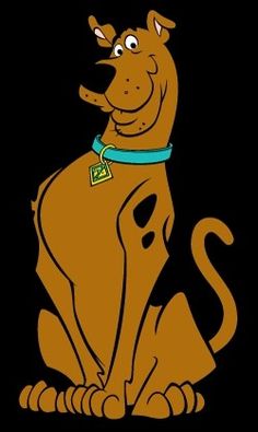 a cartoon dog with a collar sitting down