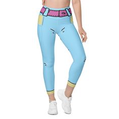 Cartoonized Yoga Leggings Casual Leggings With Side Pockets For Yoga, Casual Yoga Leggings With Side Pockets, Casual Workout Tights With Pockets, Casual Mid-rise Moisture-wicking Leggings, Casual Compression Pants With Pockets, Casual Compression Pants With Side Pockets, Casual Tight Leggings With Side Pockets, Mid-rise Workout Leggings With Side Pockets, Fitted Athleisure Yoga Pants For Streetwear