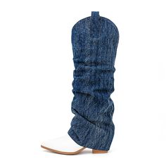 Shop Blue Denim Slouch Boots Foldover Cowboy Knee High Boots with Chunky Heel color Blue for Dancing Club, Going out, Music Festival, Night Club, Party with worldwide Free shipping & Free return. Denim Knee-high Boots For Spring, Spring Denim Knee-high Boots, Spring Knee-high Denim Boots, Trendy Denim Knee-high Boots, Trendy Knee-high Denim Boots, Casual Denim Blue Boots For Winter, Casual Fitted Denim Blue Boots, Trendy Dark Wash Boots For Fall, Casual Denim Boots For Winter