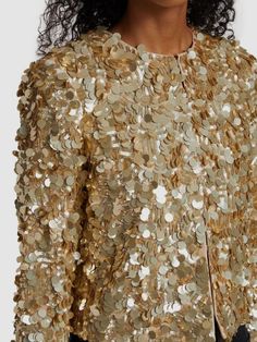 Spring Embellished Gold Outerwear, Embellished Gold Outerwear For Spring, Gold Embellished Outerwear For Spring, Boxy Jacket, Embellished Jacket, Alice Olivia, Jacket Coat, Sale Design, Saks Fifth