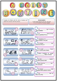 the daily routine worksheet for children to learn how to use it in their classroom