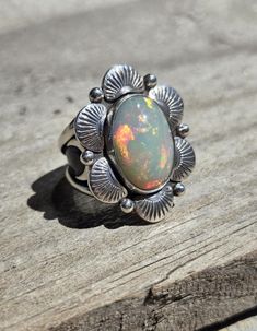 Size 7.5/8 Handcrafted in Sterling Silver with a 7.2 carat Ethiopian Opal 2 Carat, Handmade Sterling Silver, Ethiopian Opal, Rings Statement, Statement Rings, Opal, Jewelry Rings, Birthday Gifts, Gift Card