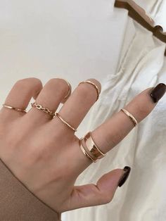 7pcs Simple Joint Finger Ring - AnotherChill Fashion Ring Set, Gold Butterfly Ring, Gold Color Ring, Rings Jewelry Fashion, Trendy Ring, Punk Jewelry, Party Rings, Knuckle Rings, Gold Ring Sets