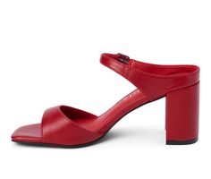 Vegan step-in heeled sandal. Synthetic upper, Slip on for easy entry,3.5\ heel height, Open square toe, Padded insole, Man made outsole | Women's Coconuts by Matisse Donnie Dress Sandals in Red Size 11 Summer Block Heels With 4-inch Square Toe, Spring Sandals With 4-inch Heel And Square Toe, Summer Square Toe Block Heels With 4-inch Heel, Square Toe Block Heels With 4-inch Heel For Summer, Summer Square Toe Heels With Heel Loop, Summer Heels With Heel Loop And Square Toe, Red Summer Mules With Sculpted Heel, Summer Heels With 4-inch Square Toe, Summer Mules With 4-inch Square Toe Heel