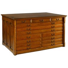 a large wooden dresser with many drawers