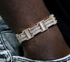 (eBay) Men's Classic Cuban Link Bracelet 4.15 ct Baguette Sim Diamond Sterling Silver Mens Diamond Bracelet, Cuban Link Bracelet, Cuban Bracelet, Expensive Jewelry Luxury, Celebrity Engagement Rings, Richard Mille, Expensive Jewelry, Cuban Link, Men's Jewelry