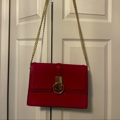 Great Condition. Never Worn. Chic Red Clutch Bag, Chic Red Box Bag With Removable Pouch, Red Rectangular Evening Bag With Chain Strap, Red Formal Clutch Flap Bag, Red Satchel Flap Bag For Shopping, Red Crossbody Flap Bag For Formal Occasions, Chic Red Pouch Shoulder Bag, Chic Red Clutch Shoulder Bag, Chic Red Crossbody Clutch