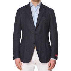 NEW EU Size: 54 US Size: 44 Color: Blue Plaid 71% Alpaca - 29% Polyamide Two Button Closure R8 Drop - Slim Fit Center Vented Unlined Working Sleeve Buttonholes Patch Pocket Notch Lapel Made In Italy Measurements Shoulder (seam to seam): 18.5" Jacket Length: 29" Sleeve Length (top of the shoulder seam to the edge of the vented side of the sleeve): 26" Chest (pit to pit): 43" Waist: 40" This product is located in our EU warehouse. Navy Blazer For Business Casual With Long Sleeves, Navy Blazer For Business Casual, Navy Blazer With Welt Pockets, Navy Winter Blazer With Suit Collar, Blue Blazer With Patch Pockets For Office, Navy Long Sleeve Blazer For Business Casual, Luxury Blue Tweed Jacket For Office, Blue Office Blazer With Patch Pockets, Luxury Blue Blazer For Fall