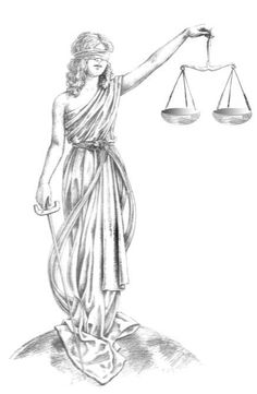 the statue of lady justice is shown in this black and white drawing, which depicts an equal scale