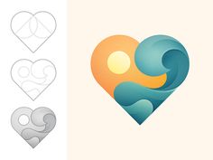 two heart shaped logos with different shapes