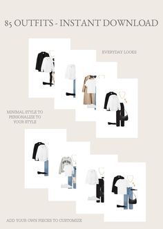 Capsule Wardrobe, Clean Girl Outfits, Outfit Ideas, Minimalist Style, Outfit Planner, 85 Styled Outfits Digital Download - Etsy Digital Calendar, Fall Capsule Wardrobe