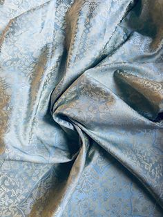 NEW Sir Enzo 100% Silk Taffeta Interior Design Fabric Medallion Brocade French Yellow and Blue | www.fancystylesfabric.com Interior Design Fabric, French Yellow, Novelty Fabric, Velvet Collection, Silk Taffeta, Silk Brocade, Fabric Remnants, Solid & Striped, Design Fabric