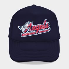 Angels Softball team design -- Choose from our vast selection of Trucker hats to match with your favorite design to make the perfect custom graphic Hat. Customize your color! For men and women. Baseball Cap With Team Logo For Fans, Baseball Season Streetwear Hat With Team Logo, Team Logo Baseball Cap For Fans, Throwback Curved Brim Hats For Sports Events, Baseball Season Team Logo Hat For Streetwear, Team Spirit Cap With Team Logo, Team Logo Hat For Baseball Season Streetwear, Team Logo Fitted Hat For Sports Events, Sports Fan Fitted Baseball Cap For Sports Events