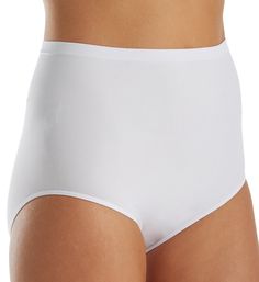 This extremely soft, full coverage panty features seamless sides for a smooth finish that lies flat under clothing. Made of nylon and spandex knit. Stretch waistband provides a smooth, custom fit. Four-way stretch for fit and comfort. Seamless sides for a smooth look and no visible panty lines. Covered elastic along leg openings maintains fit High rise. Full rear coverage. Seamless rear. Tagless to prevent chafing. Knit-in cotton crotch for comfort. Rhonda Shear Women's Ahh High Waisted Seamless White Stretch Shapewear Bottoms, White Seamless Short Bottoms, White High Stretch Seamless Shapewear, High Stretch Seamless White Shapewear, High Stretch White Seamless Shapewear, High Stretch Seamless White Bottoms, White High Stretch Bottoms With Contoured Waistband, White Seamless Shaping Shapewear, White High Stretch Shapewear