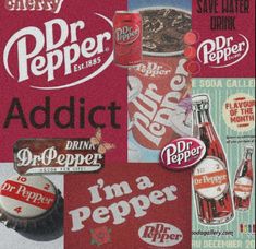 an advertisement for dr pepper's is shown in red and white colors, with the word