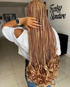 How To French Curl Braids And 24 Drop-Dead Gorgeous French Curl Braid Styles Every Black Girl Must Try Peekaboo Knotless Braids With French Curls, Darling French Curl Braids, Burnt Orange Braids, Braids Business, Orange Braids, Anime Braids, Big Chop Natural Hair, French Curl Braids, Sleek Braid