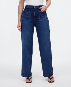 The Curvy Emmett Wide-Leg Jean: Patch Pocket Edition | Madewell Patch Pocket Jeans, Petite Curvy, Pocket Edition, Community Development, Dark Indigo, Denim Details, Pocket Jeans, Wide Leg Jeans, Fair Trade