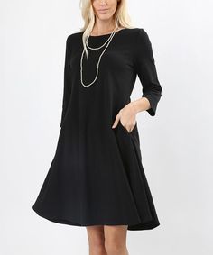 Shop black pocket dresses for Women under $20. Low Prices. Two Days Shipping. Free Shipping over $30. Best Matching Mommy and Me Black Dresses. Shop cute black tops, black shirts and black dresses. Our on-trend black clothing is sure to keep you happy and stylish.  The Perfect Christmas gift idea for her.  MI, USA Cute Black Dresses, Tops For Women Long, Stylish Black Dress, Black Dress With Pockets, Cute Black Dress, Girls Black Dress, Long Tunic Tops, Skirts And Dresses, Black Dress With Sleeves