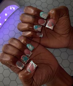 Colored Acrylic Nails, French Acrylic Nails, Short Square Acrylic Nails, Exotic Nails, Really Cute Nails, Long Acrylic Nails Coffin, Acrylic Nails Coffin Pink, Long Square Acrylic Nails