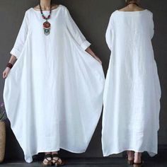 Womens Vintage Kaftan Boho Loose Long Dress Long Sleeve Cotton Linen Large Size Tunik Linen, Linen Loose Dress, Long Dress Plus Size, Boho Mode, Cozy Dress, Long Linen Dress, Mode Boho, 90's Fashion, Shirt Dress Casual