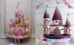 there are two cakes that look like castles