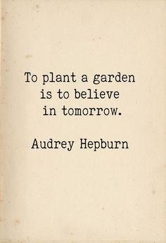 the quote to plant a garden is to believe in tomorrow by audrey heppurn