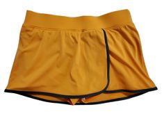 a women's yellow shorts with black piping on the side